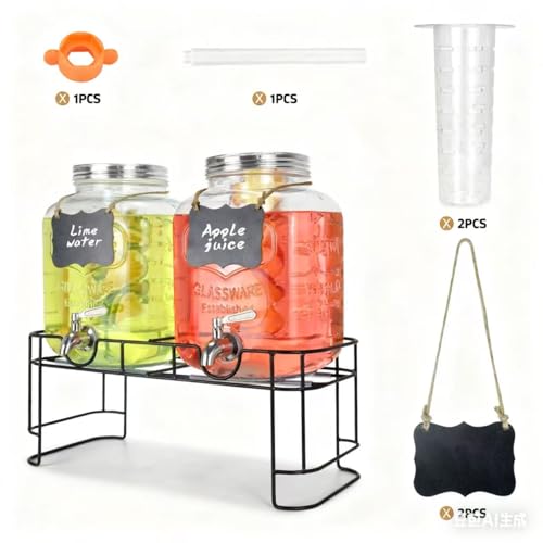 DD&HAPP Glass Drink Dispensers For Parties.1.2 Gallon Beverage Dispensers With Stand And Stainless Steel Spigot.Party Drin...