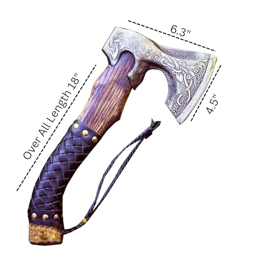 H&A CRAFTS® Viking Axe The Ragnar Lothbrok Real, and Custom Crafted with Leather Sheath Carbon Steel Camping Hatchet Perso...