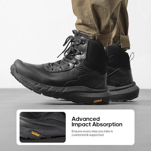 NORTIV 8 Men's Waterproof Military Tactical Hiking Work Boots Leather Motorcycle Combat Lightweight Non-Slip Boots for Men...