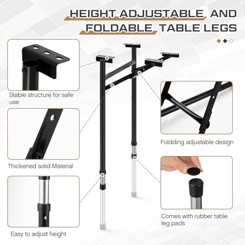 Tandefio Folding Table Legs Adjustable Height 14 Inch Wide Folding Tables Legs Collapsible Durable Metal Furniture for Kit...