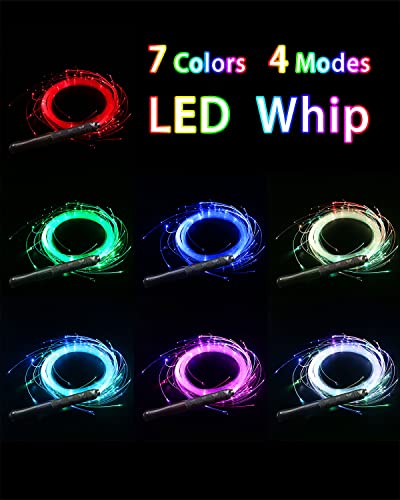 SZYICONG 6ft LED Fiber Optic Whip Dance, USB Rechargeable, 7 Colors, 4 Modes, Rainbow Bright Lights Effect, Great for Rave...