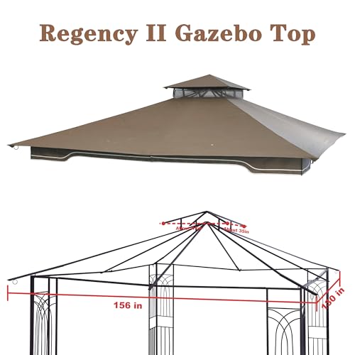 SCOCANOPY Replacement Gazebo Canopy for 10 x 12 Regency II Patio Gazebo Model L-GZ798PST,L-GZ798PST-E,A111014400,A10100410...