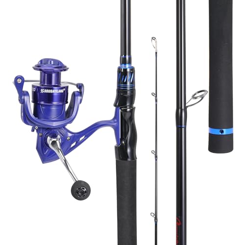 Sougayilang Spinning&Spincast Fishing Rod Reel Combo, 2 Pieces Medium Pole with Strong Smooth Fishing Reel for Freshwater