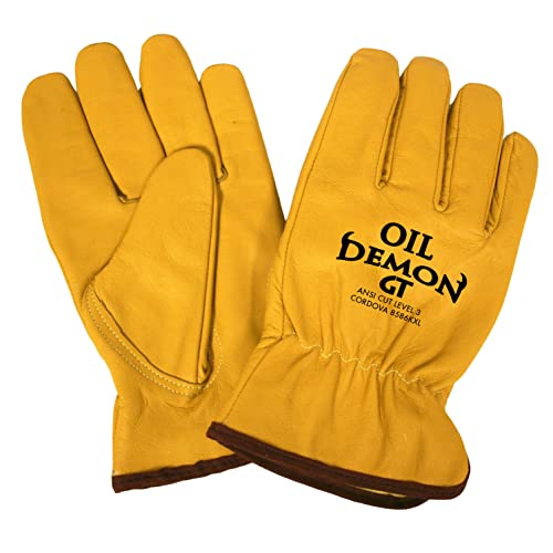 Cordova 8586K Oil Demon Gt Gloves, Premium Oil-Resistant Grain Goatskin Driver, Aramid/Glass Fabric Lined, Keystone Thumb,...