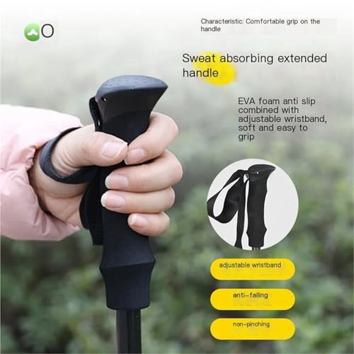Carbon Fiber Ultra-Light Telescopic Trekking Pole Lightweight Portable Folding Non-Slip Outdoor Trekking