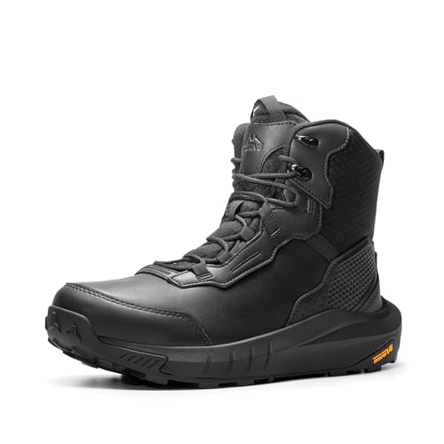 NORTIV 8 Men's Waterproof Tactical Work Winter Boots Cushion Sole Lightweight Leather Non-Slip Combat Boots with Arch Supp...