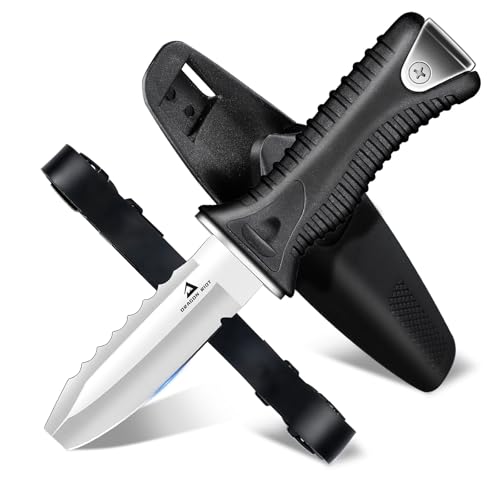 DRAGON RIOT Dive Knife with Sheath & Leg Straps Saltwater, Ultra Sharp Diving Knife with Knife Holster, Double Edged Scuba...