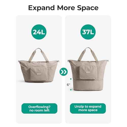BAGSMART Foldable Travel Bag, 37L Duffle Bag for Travel, Expendable Carry on Weekender Duffel, Lightweight Personal Item Bag