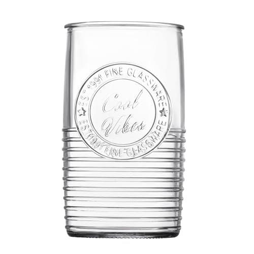 Le'raze Set of 8 Original Mason Drinking Glasses 4-18oz. Highball Tumbler Glasses, and 4-13oz. Whiskey Glass Cups for Ever...