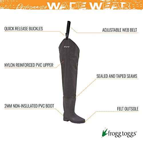 FROGG TOGGS Rana II Waterproof PVC Fishing Bootfoot Hip Wader for Fishing