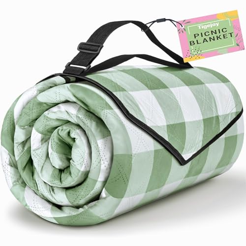 TigeJoy Extra Large Picnic Blanket Waterproof Foldable 80''x80'', Outdoor Picnic Mat Beach Blanket Sandproof for Park, Gra...