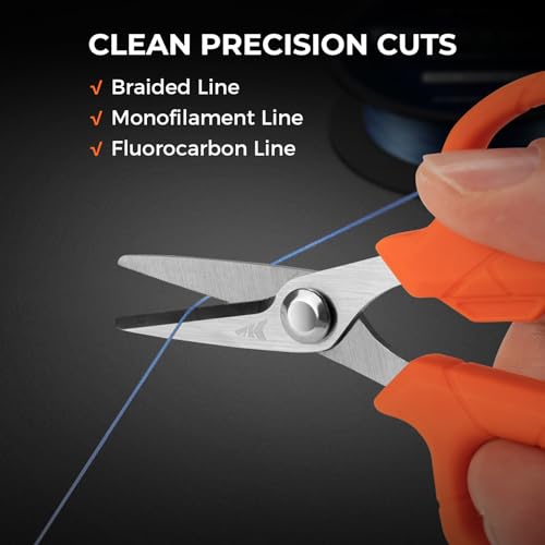 KastKing Paradox 4.5-Inch Fishing Scissors, Stainless Steel Precision Fishing Line Cutters With Non-Slip Grip, Protective ...