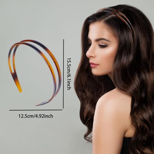 REDANHA 2 Pieces Plastic Headband Double Row Teeth Comb Hair Band Simple and Chic Hair Hoop Non-Slip Hair Accessory for Wo...