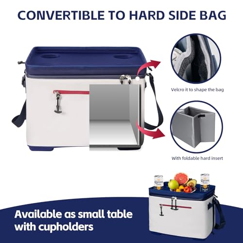 ADDIMOR 40Can Collapsible Cooler Box, Versatile Insulated Leakproof Cooler Bag with Hard Inserts and 4 Cup Holders, Large ...