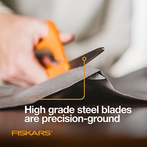 Fiskars 8" Original Orange-Handled Stainless Steel Scissors, Ergonomic and Keeps Material Flat, Sharp All-Purpose Paper an...