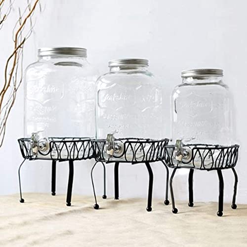 Luejnbogty Metal Iron Drink Dispenser Stand Basket Juice Tea Bucket Holder Stand for Pub Bar Cafe Juice Tea Wine Beer Used S