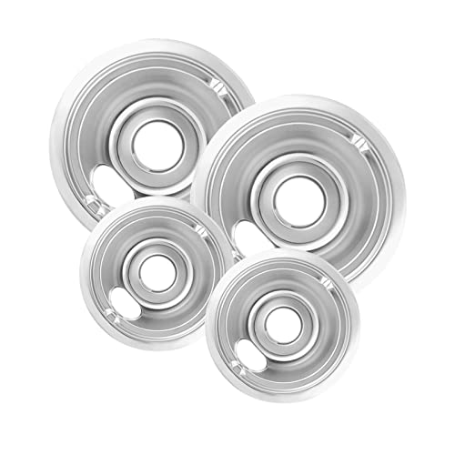 COZZIVITA 4-Piece Drip Pans Set - Compatible with GE Stoves - Chrome Finish Electric Stove Burner Drip Pans - 2 x 6inch, 2...