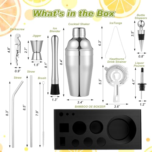 Mifoci 23 Pcs Bartender Supplies Kit Garnish Tray for Bartenders with Bar Caddy 3 Tier Salt Rimmer 13 Pcs Cocktail Shaker ...