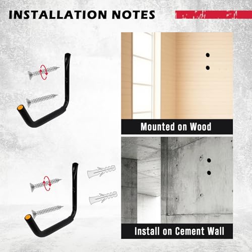 SEDY 4-Piece 15" 100 Lbs Heavy Duty Garage Storage Hooks, Kayak Storage Rack Garage Hooks Jumbo Arm Kayak Wall Mount for H...