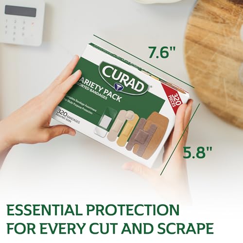 CURAD Assorted Bandages Bulk Variety Pack | 320 Count |5 Styles Including Waterproof, Sheer, Plastic, Heavy Duty & Flex-Fa...