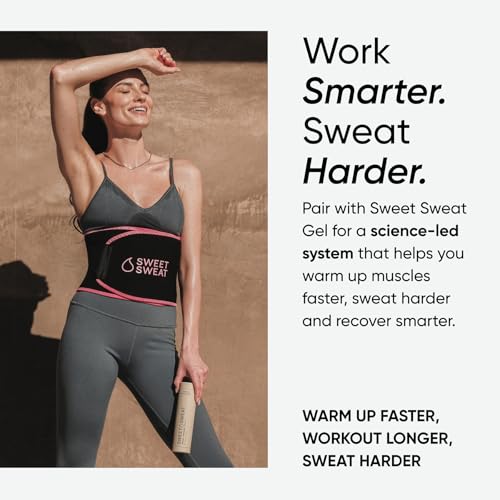Sports Research Sweet Sweat Waist Trimmer (Core Series) - Premium Sweat Enhancing Fitness Band for Women & Men - Adjustable Fit · Latex-Free Neoprene - Pink Logo, Small