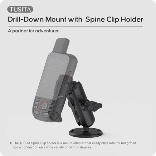 TUSITA Drill-Down Mount with Spine Clip Holder Compatible with Garmin Handheld GPS