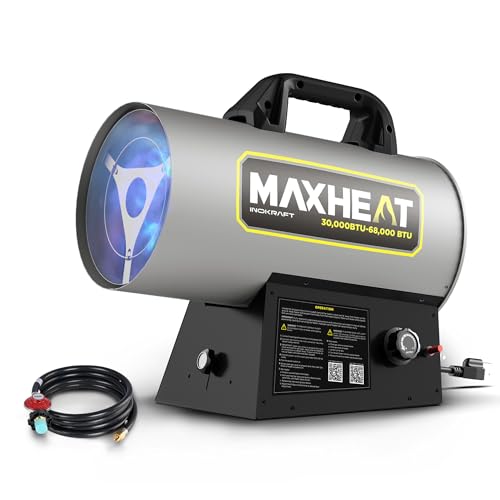 InoKraft MaXheat MH68 68,000 BTU Forced Air Propane Heater, Portable for Garage, Adjustable Liquid Propane Torpedo for Sho...