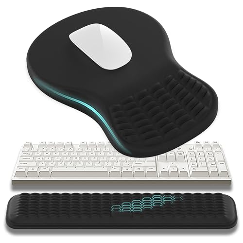 MEKASS Ergonomic Mouse Pad and Keyboard Wrist Rest Set, Super Soft Memory Foam Desk Wrist Support for Computer Keyboard, N...