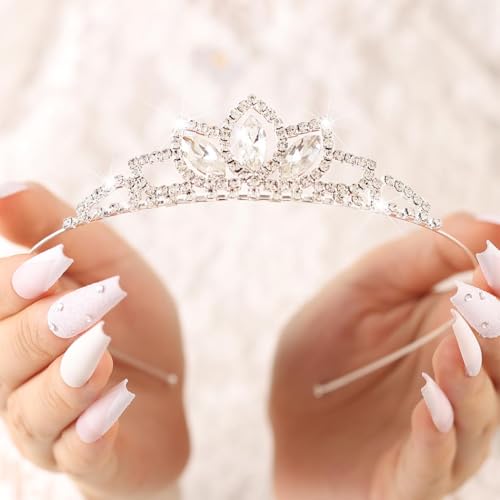 Yean Silver Crystal Tiara Crowns Rhinestone Birthday Crowns Headband Tiaras for Women
