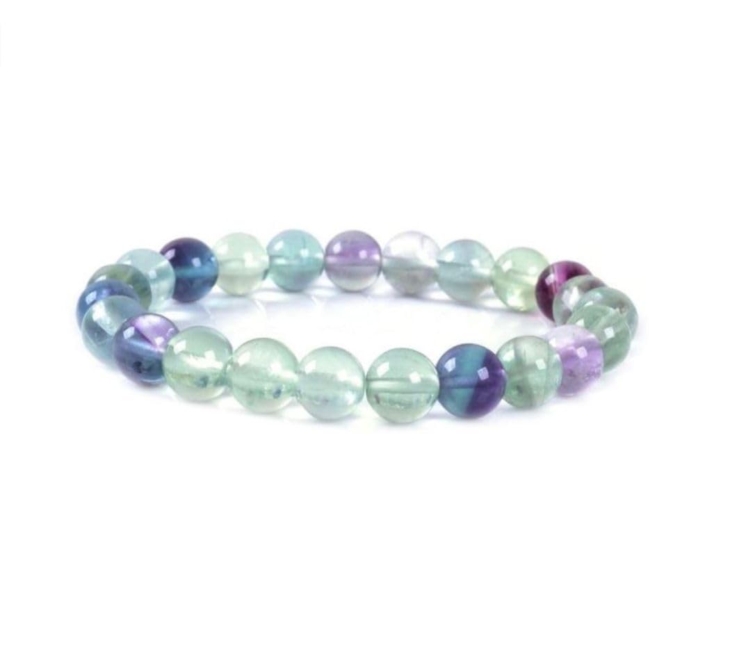 Adabele Real Natural Multicolor Fluorite Gemstone Beaded Bracelet 8.5 inch Stretch Chakra Healing Crystal Stone Jewelry Women Mo