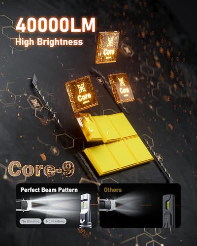 HIKARI WINGS 2026 40000LM 9005 HB3 LED Bulbs, 45W Upgraded Core Chips, High Lumens LED Kit, 6000k Cool White, IP68 Waterpr...