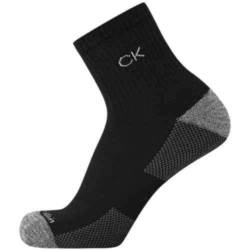 Calvin Klein Mens Socks - Athletic Cushioned High Quarter Cut Socks (6 Pack)