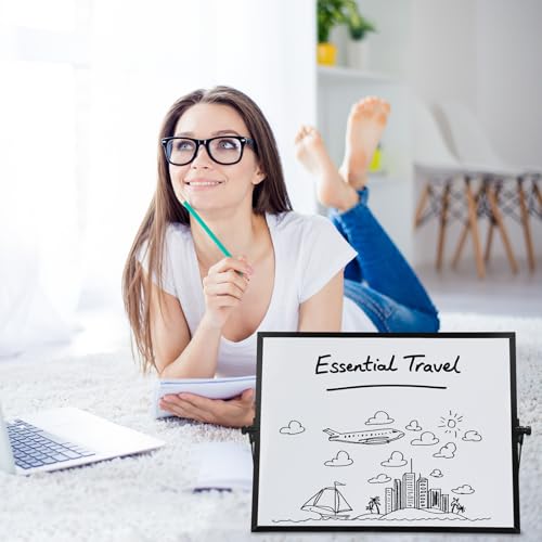 3 Pcs Dry Erase Whiteboard 16" x 12" Desktop Whiteboard Calendar Double Sided Magnetic White Board Dry Erase Board with St...