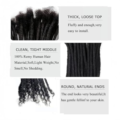 100% Real Human Hair 0.2cm Width 10 Inch Loc extensions Human Hair with Curly Ends 50 Strands per pack Full Handmade Dreadlock Extensions Can be dyed and bleached for Men Women Kids (10 Inch-50)