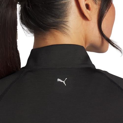 PUMA Women's You-V Solid 1/4 Zip, Black Shade, S