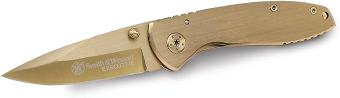 Smith & Wesson Executive CK110GL 6.8in High Carbon S.S. Folding Knife with 2.8in Drop Point Blade and Aluminum Handle for ...