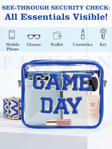 Game Day Clear Bag for Stadium Events - 9" x 7" x 2.5" Small Crossbody Purse for Women, Perfect for Football Fans