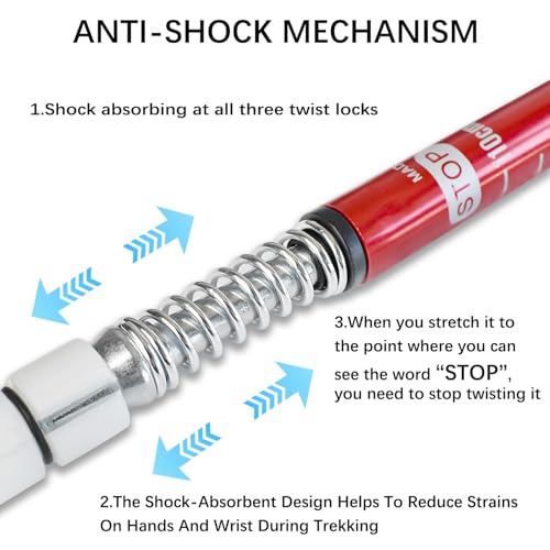 Ynaize 2 Pack Hiking Poles for Junior, Nordic Walking Trekking Pole Hiking Sticks Lightweight Collapsible & Shock-Absorben...