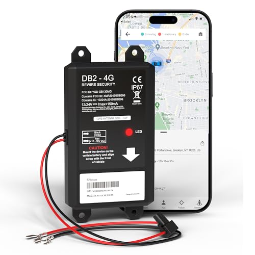 REWIRE SECURITY DB2-4G GPS Tracker for Vehicles – Real-Time Vehicle Tracking Device for Car, Van, Motorhome | Easy Battery...