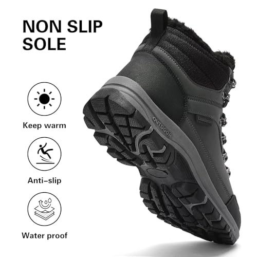Lamincoa Mens Snow Boots Water Resistant Hiking Boots for Men Non-slip Winter Outdoor Warm Comfort Camping Backpacking Shoe