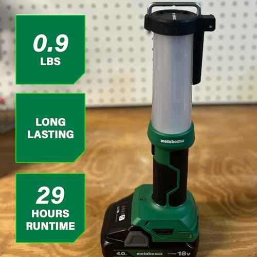 Metabo HPT 18V MultiVolt Cordless LED Lantern, 750 Lumens, 2 Light Settings, 360¡Æ Illumination, Long Lasting Light, Integrated Hanging Hook, Compact and Lightweight, Tool Body Only, UB18DFQ4