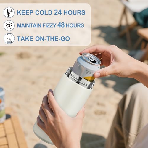 JoyYum Universal Can Cooler, Fits All - For Regular 12 & 16 oz or Slim-Size Bottles - 48-Hour Fizz Retention - 24-Hour Ice...