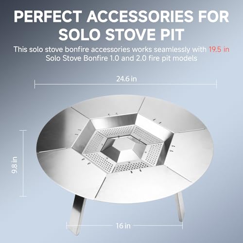 Fire Pit Heat Deflector for Solo Stove Bonfire 19.5", 304 Stainless Steel Heat Deflector for Solo Stove Fire Pit Captures ...