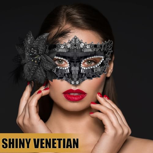 MYMENU Masquerade Mask for Women Men Couple Shiny Venetian Halloween Masks for Costume Cosplay Party Prom Ball