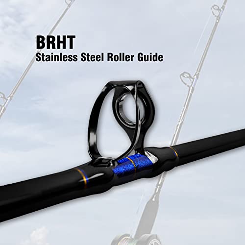 Fiblink 1-Piece Conventional Boat Rod Saltwater Offshore Graphite Spinning Fishing Rod(6 Feet, 30-50 lb/50-80 lb/80-120 lb)