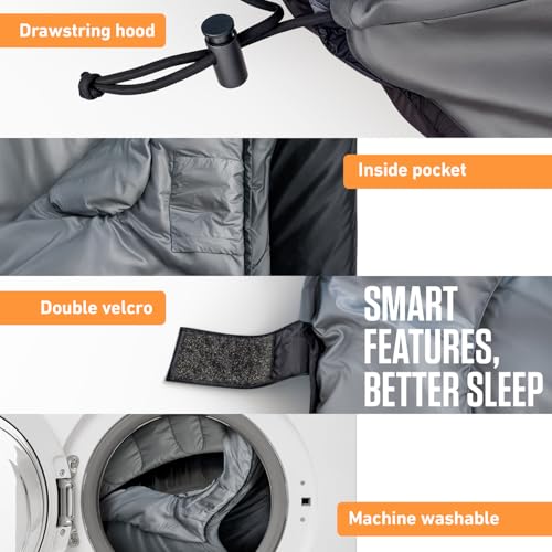 VENTURE 4TH Backpacking Sleeping Bag – XXL, Double and Single Sizes - Lightweight Warm & Cold Weather Sleeping Bags for Ad...