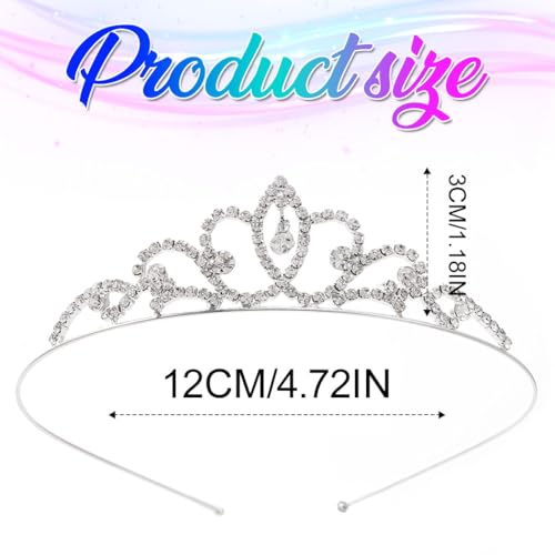 Kilshye Silver Rhinestone Tiara Princess Tiaras and Crowns Crystal Wedding Headband for Girls (Silver)