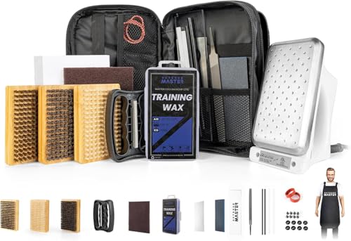 OutdoorMaster Ski Snowboard Tuning and Waxing Kit with Waxing Iron,Universal Wax,Edge Tuner,Brush,Wax Scraper,Ptex,Fixer S...