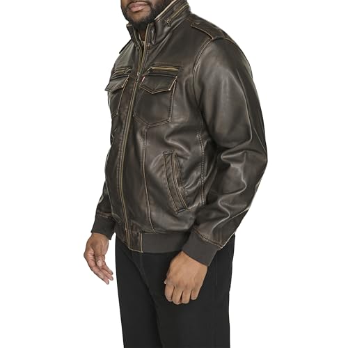 Levi's Men's Vintage Deer Faux Leather Aviator Bomber (Standard and Big & Tall)