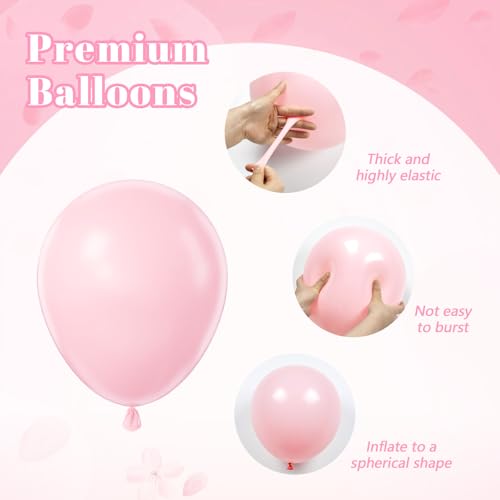 Light Pink and White Balloons, 60pcs 12inch Pearl Light Baby Pink Confetti White Balloons for Wedding Bridal Shower Baby S...